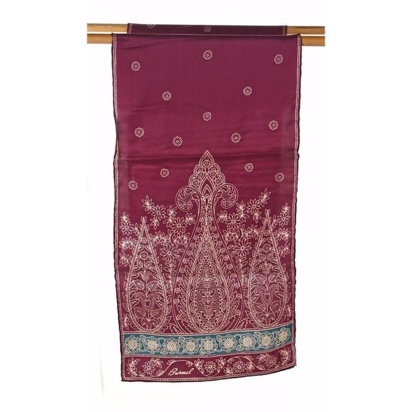 Vintage Silk Blend Burmel Scarf Made in Japan Exotic Print 10x46 Long - Hey Viv - Picture 3 of 5